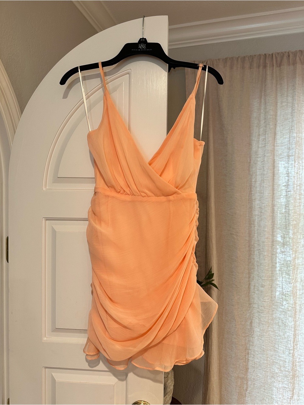 Blue Blush Peach Wrap-Style Mini Dress